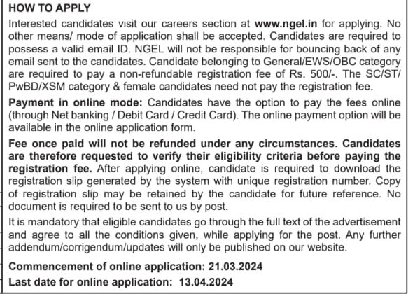 NGEL Bharti 2024 Application Form