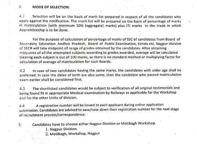 SECR Bharti 2024 Selection Process