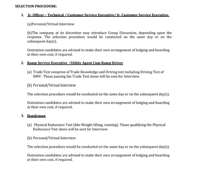 AIASL Jaipur Bharti 2024 Selection Process