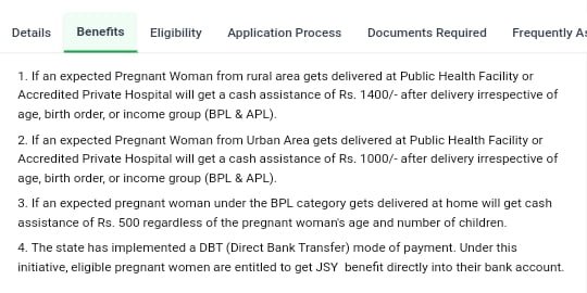 Janani Suraksha Yojana Benefits
