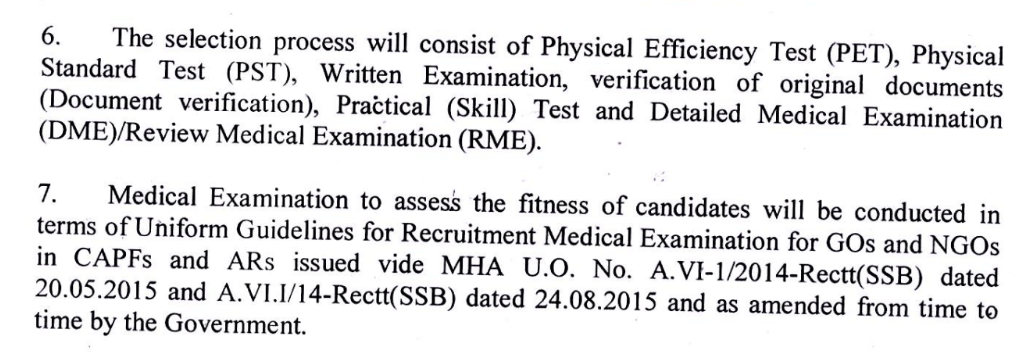 ITBP Bharti 2024 Selection Process