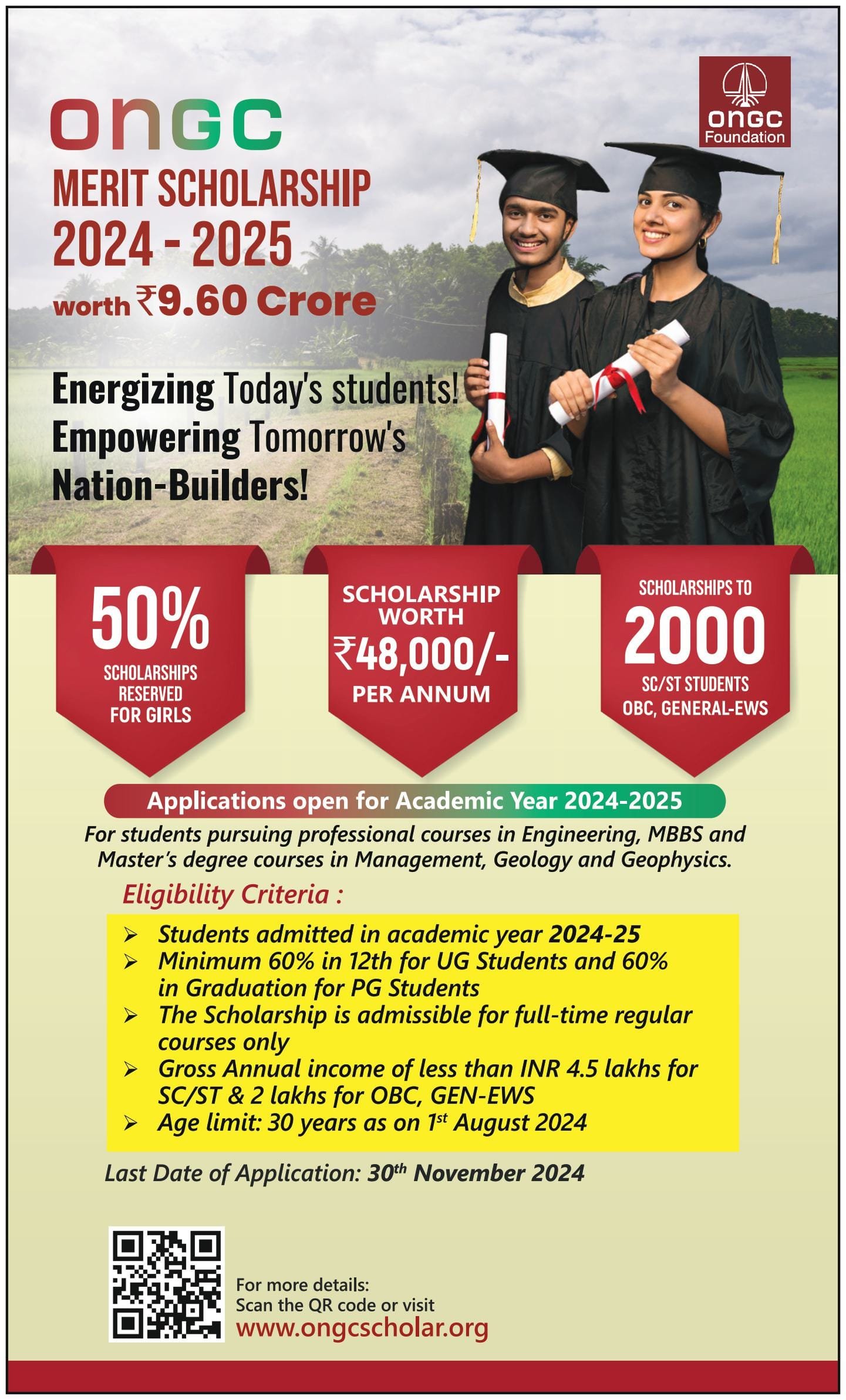ONGC Merit Scholarship 2024